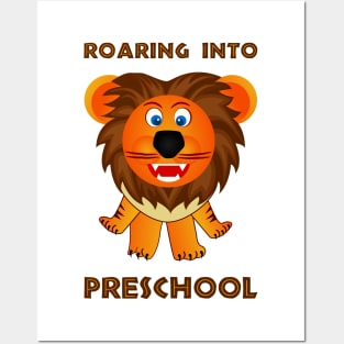 Roaring Into Preschool (Cartoon Lion) Posters and Art